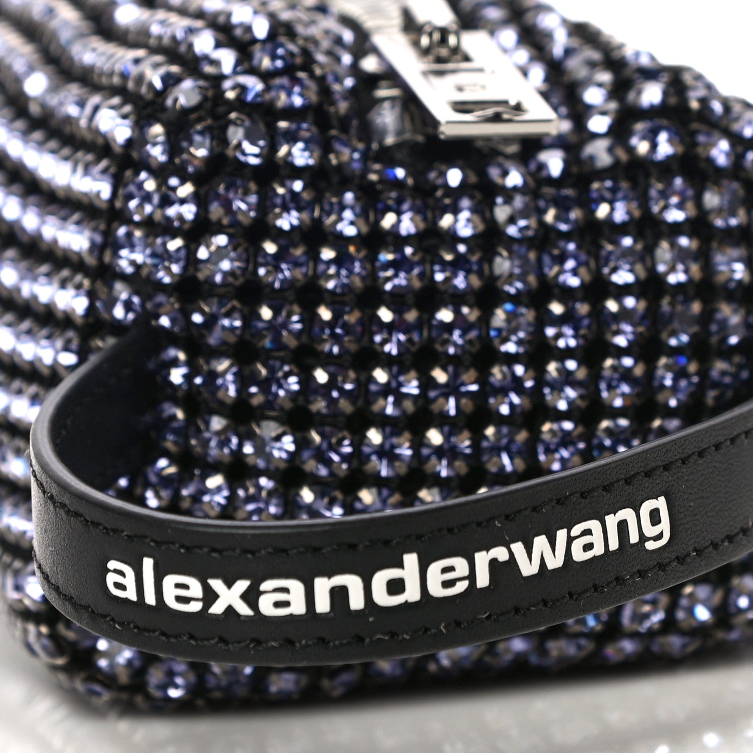 Alexander Wang Mesh Crystal Rhinestone Pencil Pochette Black Purple 10 of 11