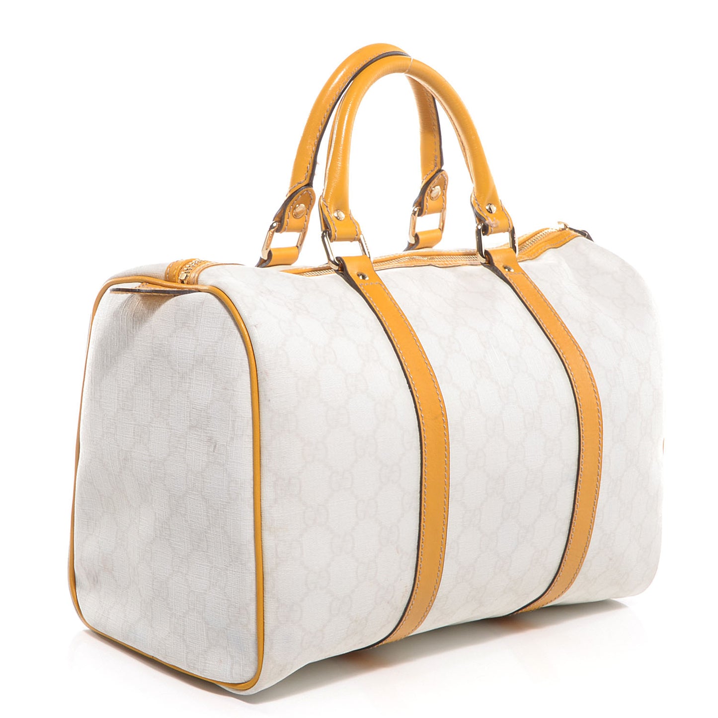 GG Supreme Monogram Medium Joy Boston White Yellow
