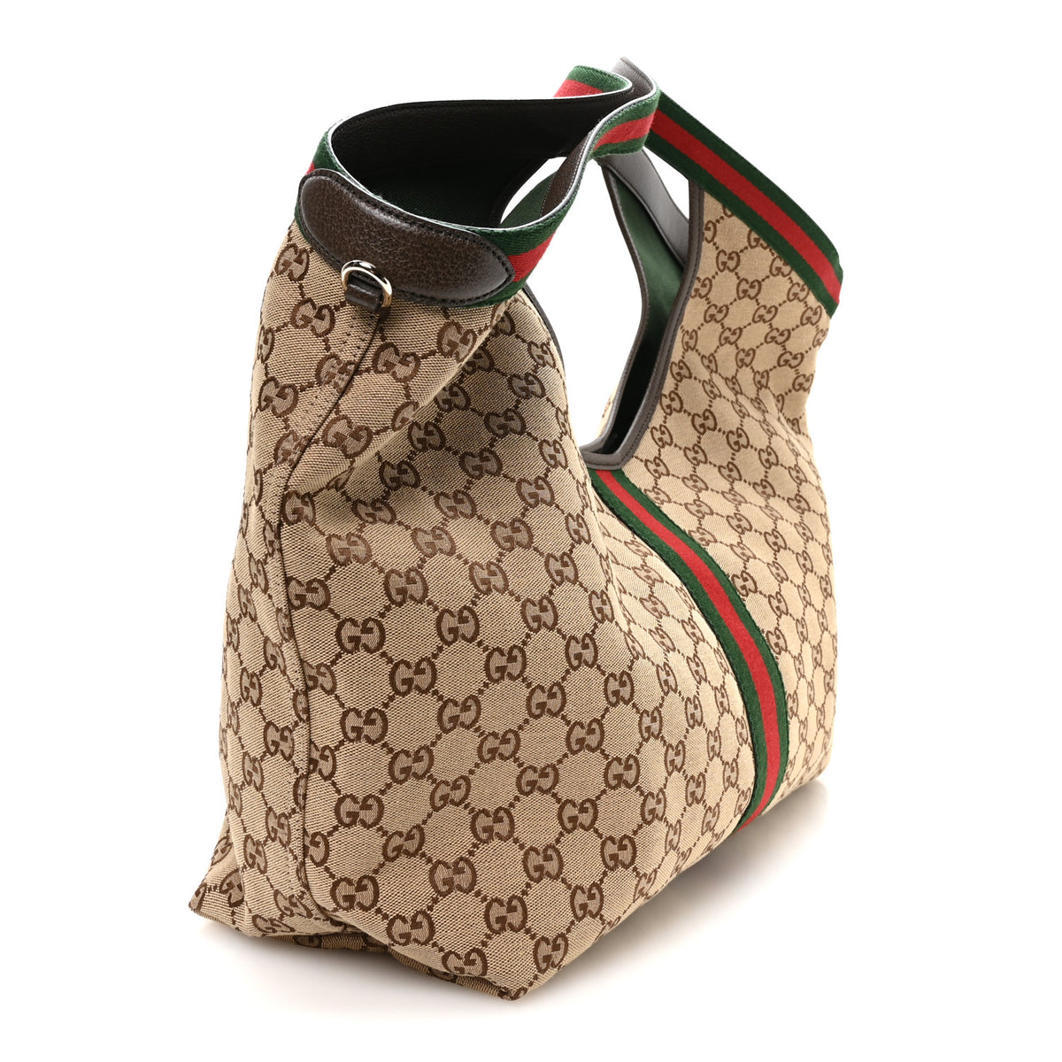 GG Monogram Web Large Giglio Tote Beige Brown