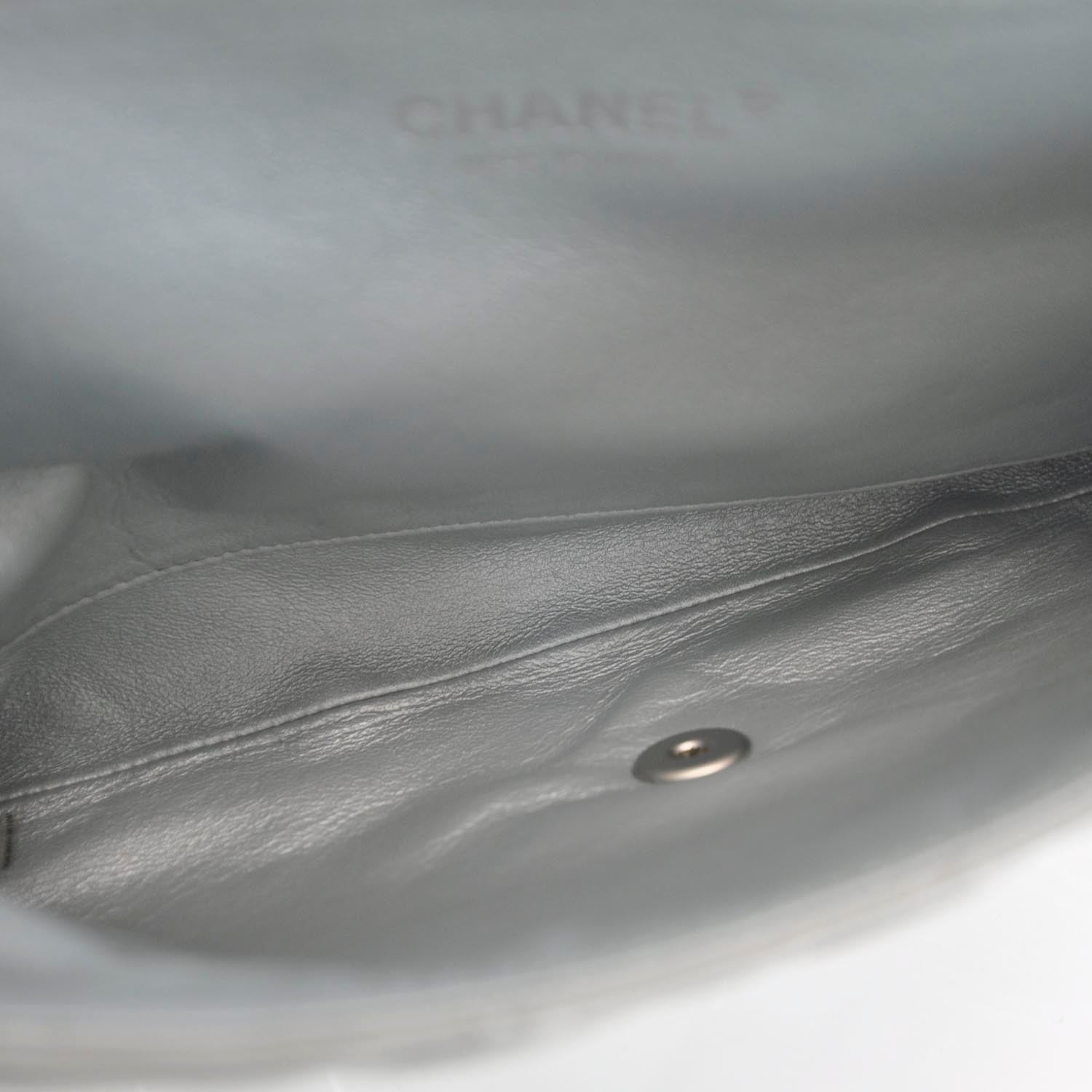 Chanel Lambskin Quilted Clutch Bag Silver 7 of 9