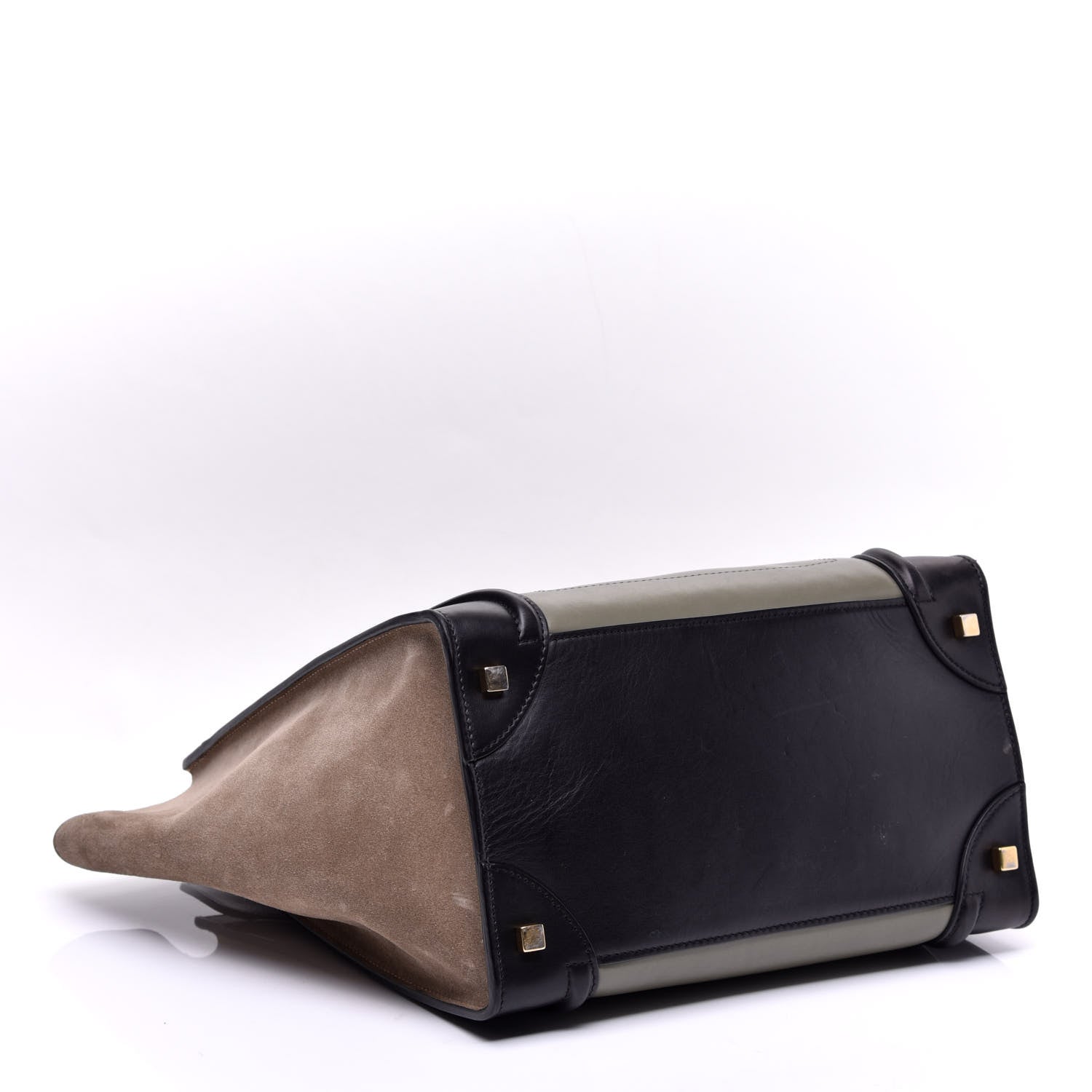 Celine Satin Calfskin Suede Mini Tri-Color Luggage Almond 4 of 9