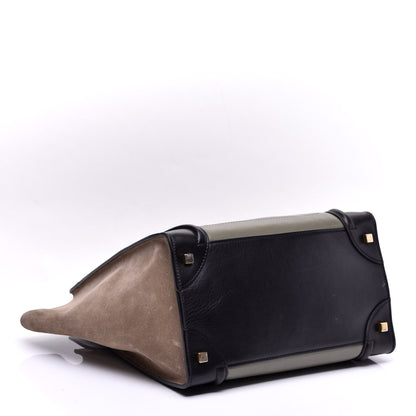 Celine Satin Calfskin Suede Mini Tri-Color Luggage Almond 4 of 9