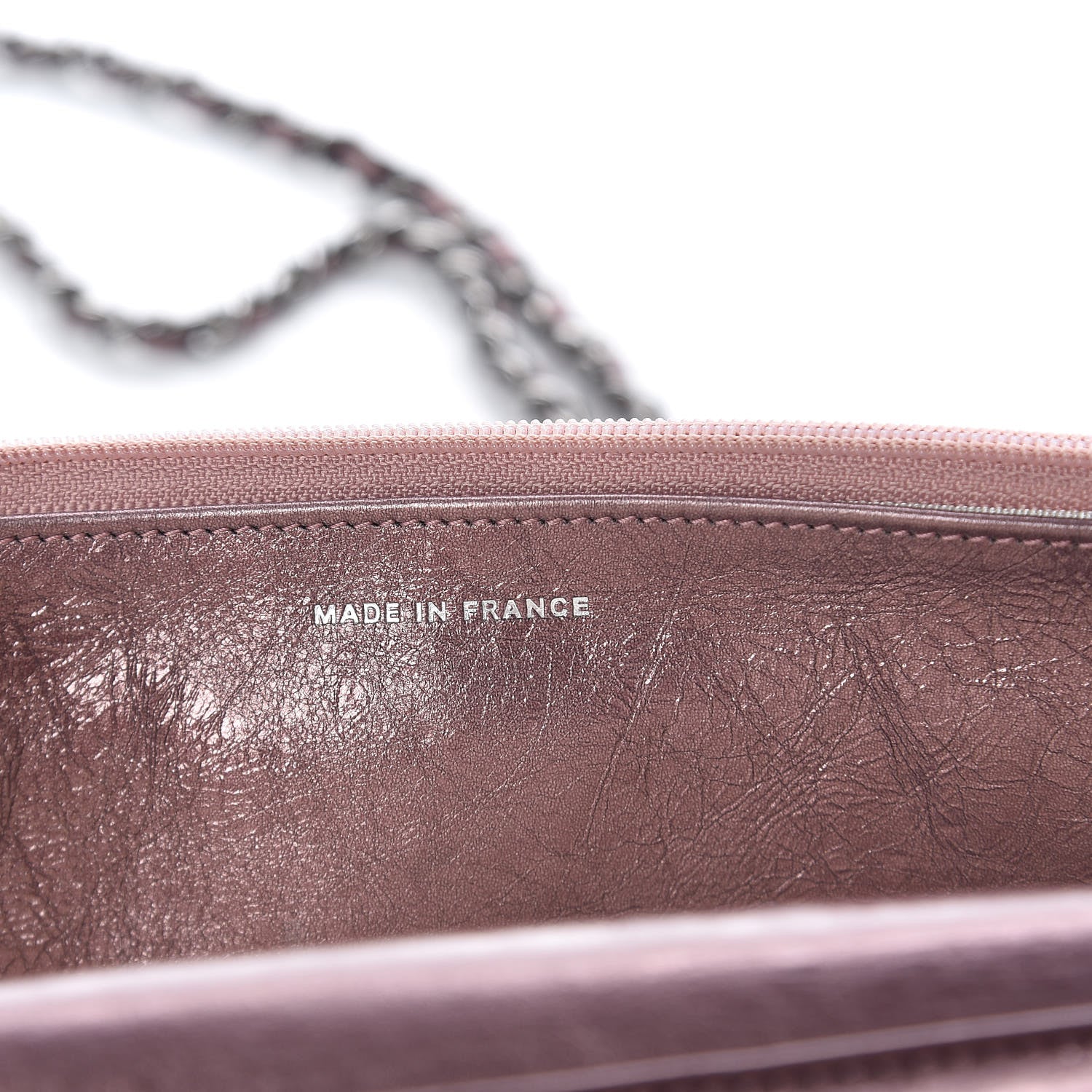 Chanel Metallic Aged Calfskin Quilted Reissue Wallet On Chain WOC Dark Pink 7 of 10