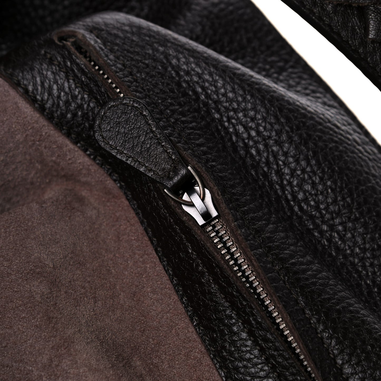 Washed Cervo Deerskin Large Hobo Ebano