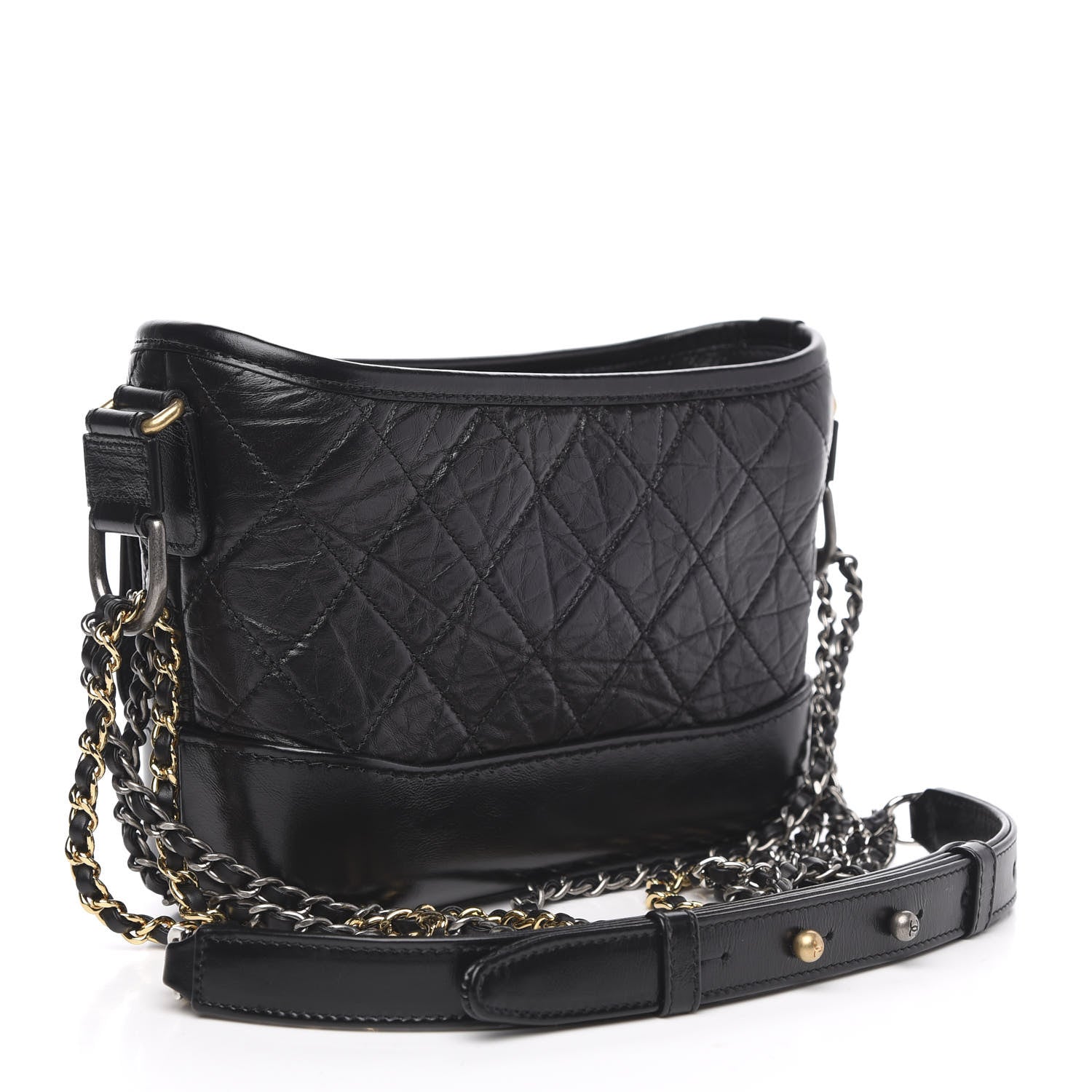 Chanel Aged Calfskin Quilted Small Gabrielle Hobo Black 3 of 10