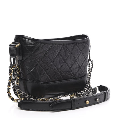 Chanel Aged Calfskin Quilted Small Gabrielle Hobo Black 3 of 10
