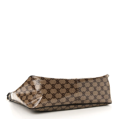 Gucci Crystal Monogram Medium Abbey Pocket Hobo Tote Dark Brown 4 of 10