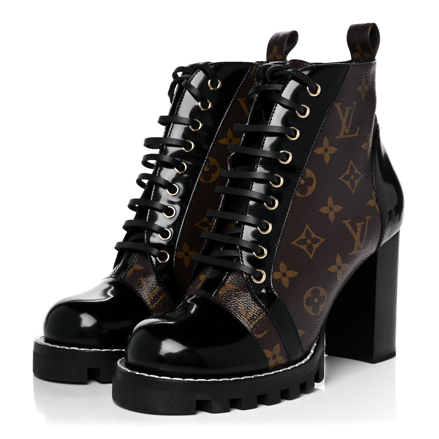 Louis Vuitton Patent Calfskin Monogram Star Trail Ankle Boots 39 Black 3 of 8