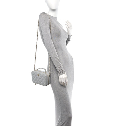 Chanel Metallic Lambskin Quilted Top Handle Vanity Case Silver 2 of 11