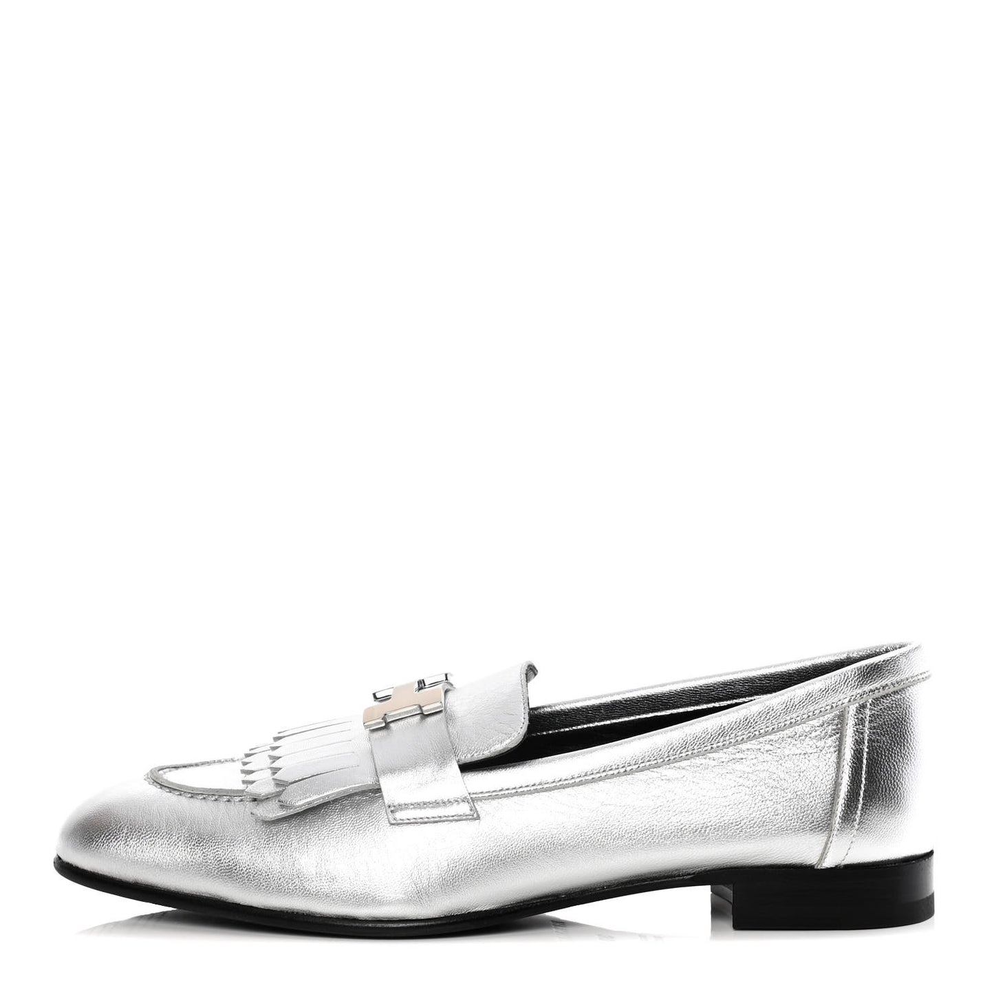 Metallic Chevre Womens Royal Loafers 38 Gris Argente
