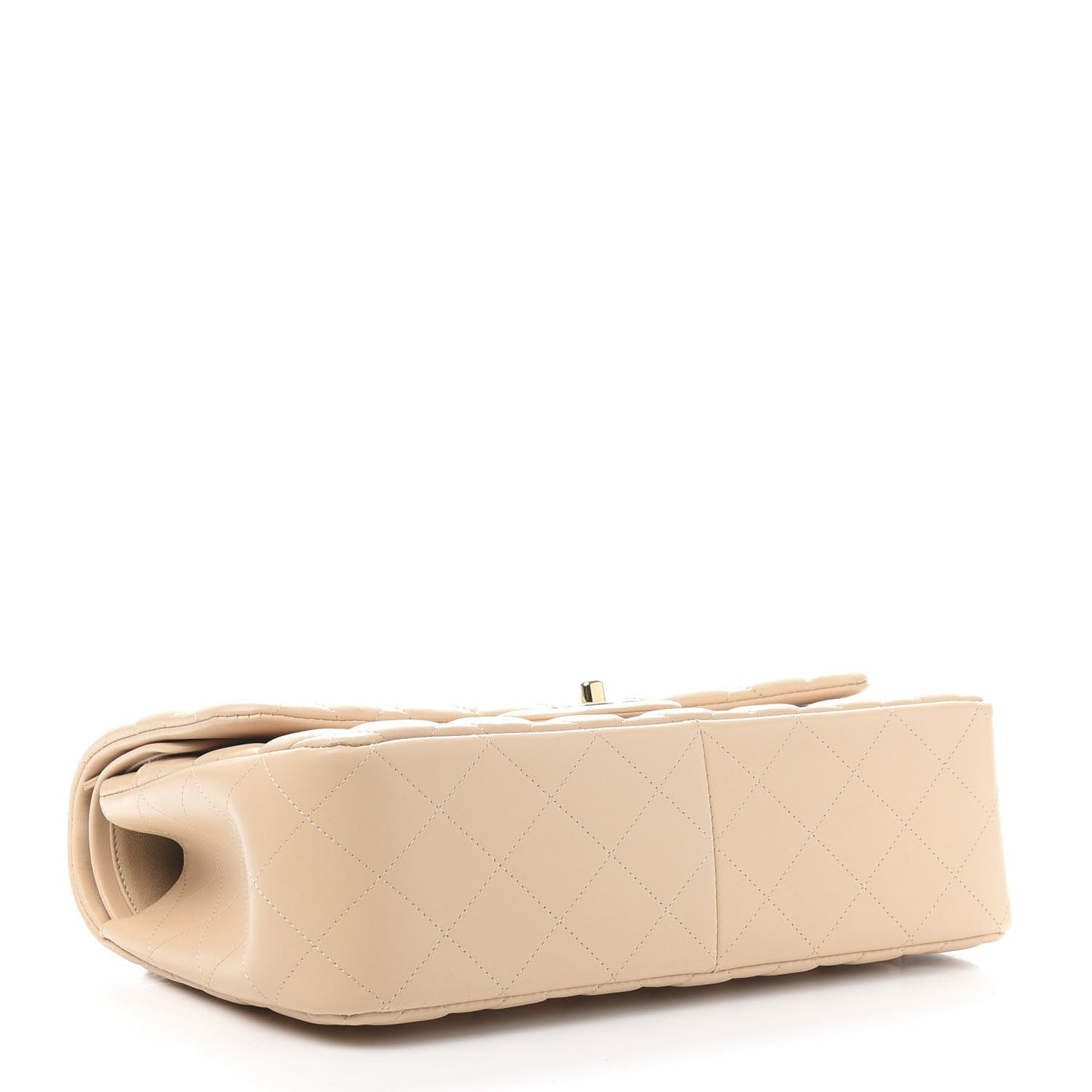 Lambskin Quilted Jumbo Double Flap Beige Clair