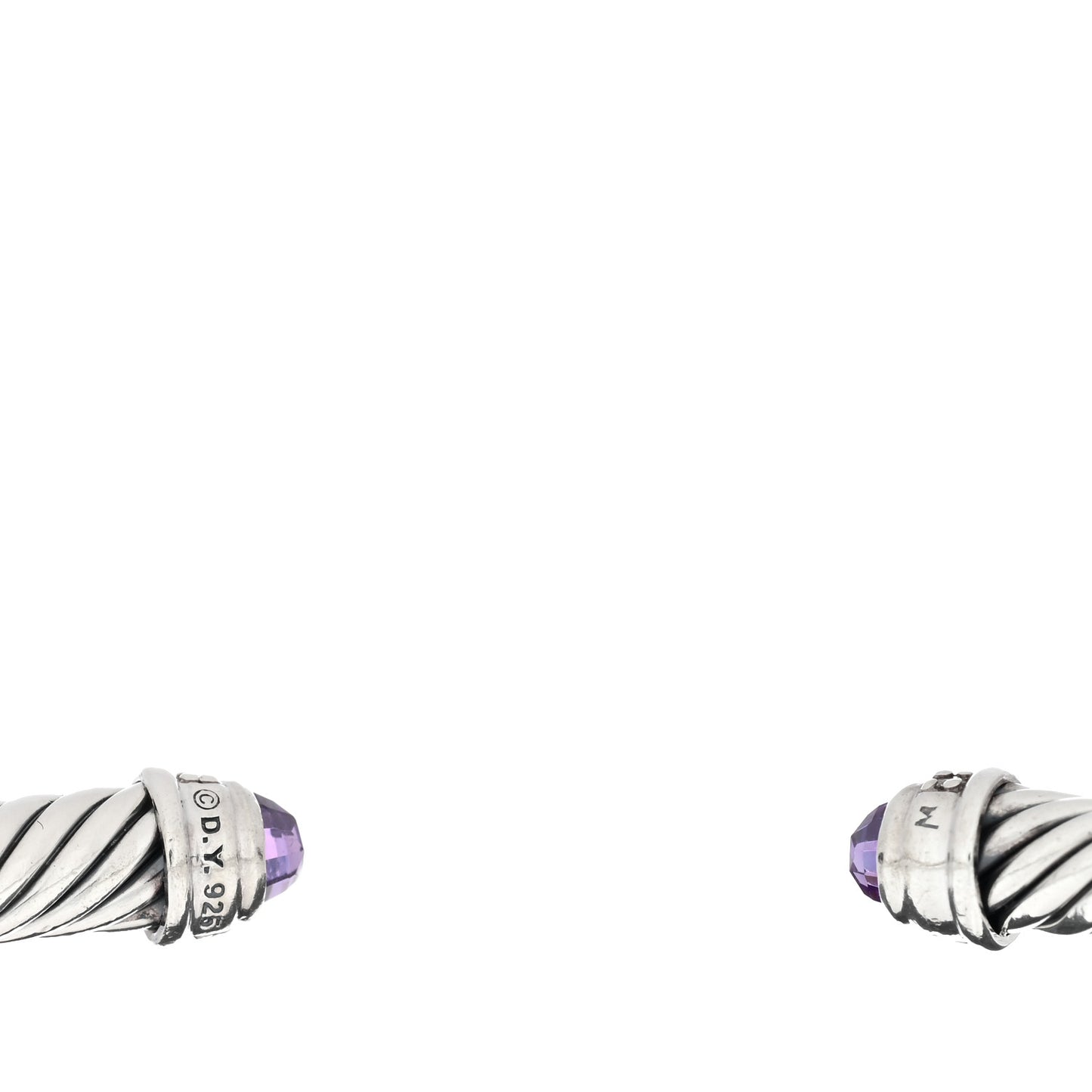 Sterling Silver Diamond Amethyst 5mm Cable Classics Bracelet