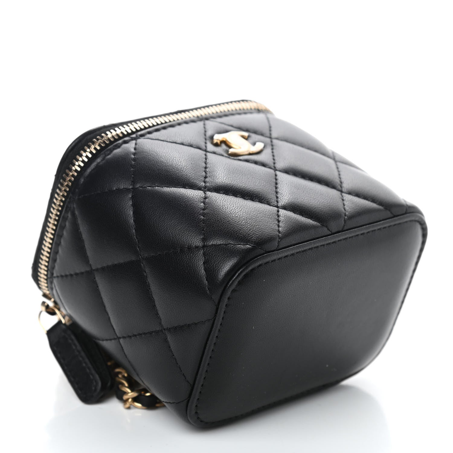 Chanel Lambskin Quilted Mini Pearl Crush Vanity Case With Chain Black 4 of 10