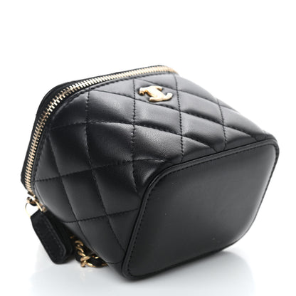 Chanel Lambskin Quilted Mini Pearl Crush Vanity Case With Chain Black 4 of 10