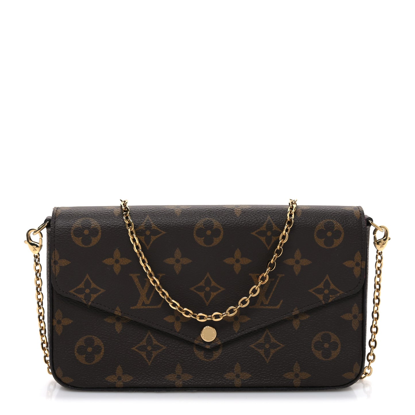 Monogram Pochette Felicie Chain Wallet Fuchsia