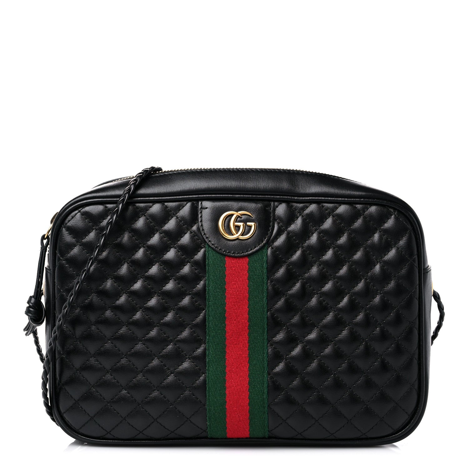 Gucci Calfskin Web Trapuntata Small GG Shoulder Bag Black 1 of 9