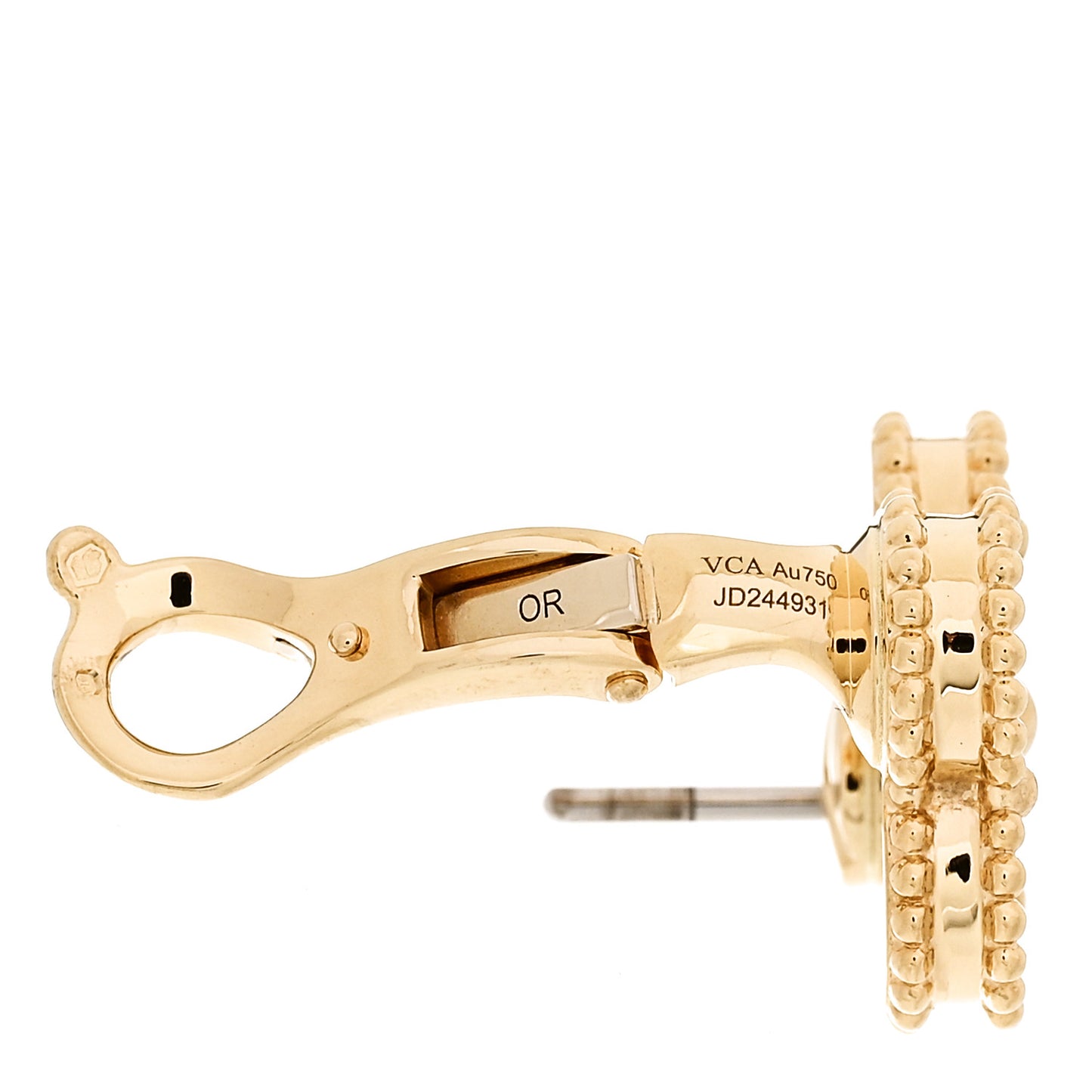 18K Yellow Gold Guilloche Vintage Alhambra Earrings