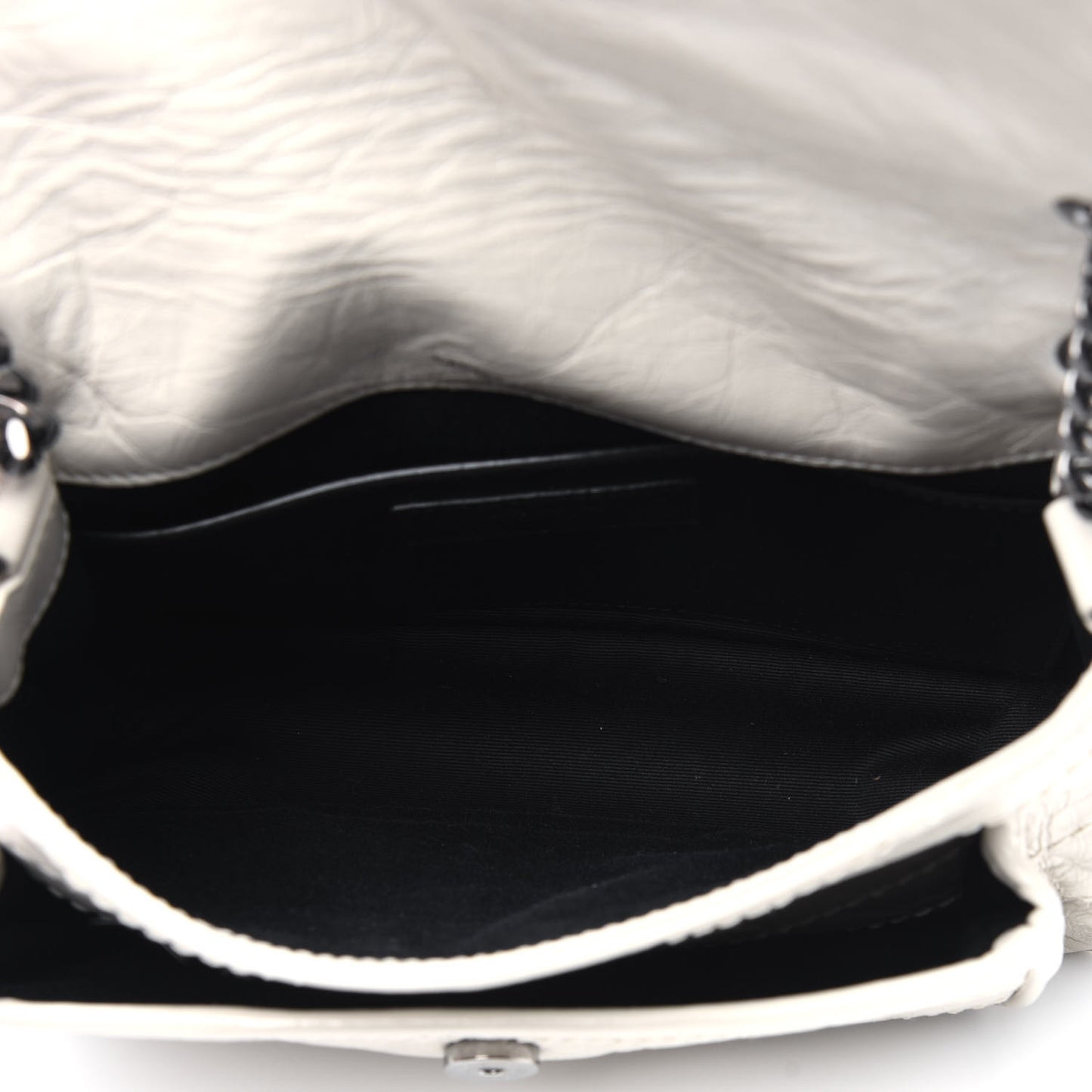 Crinkled Calfskin Matelasse Monogram Baby Niki Chain Satchel White
