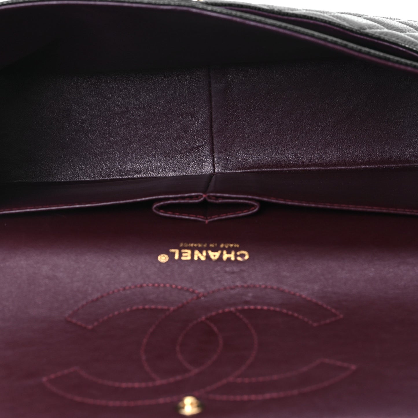 Caviar Quilted Jumbo Double Flap Black
