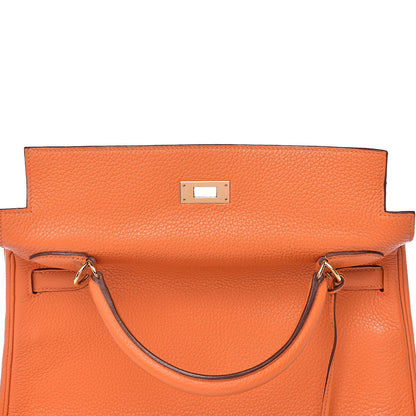 Hermes Taurillon Clemence Kelly Retourne 32 Orange 19 of 33