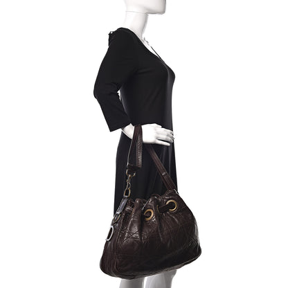 Christian Dior Lambskin Cannage Drawstring Bag Dark Brown 2 of 13
