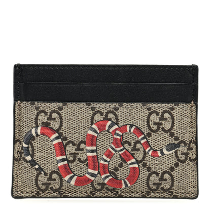 Gucci GG Supreme Monogram Kingsnake Card Holder Beige Black 1 of 7