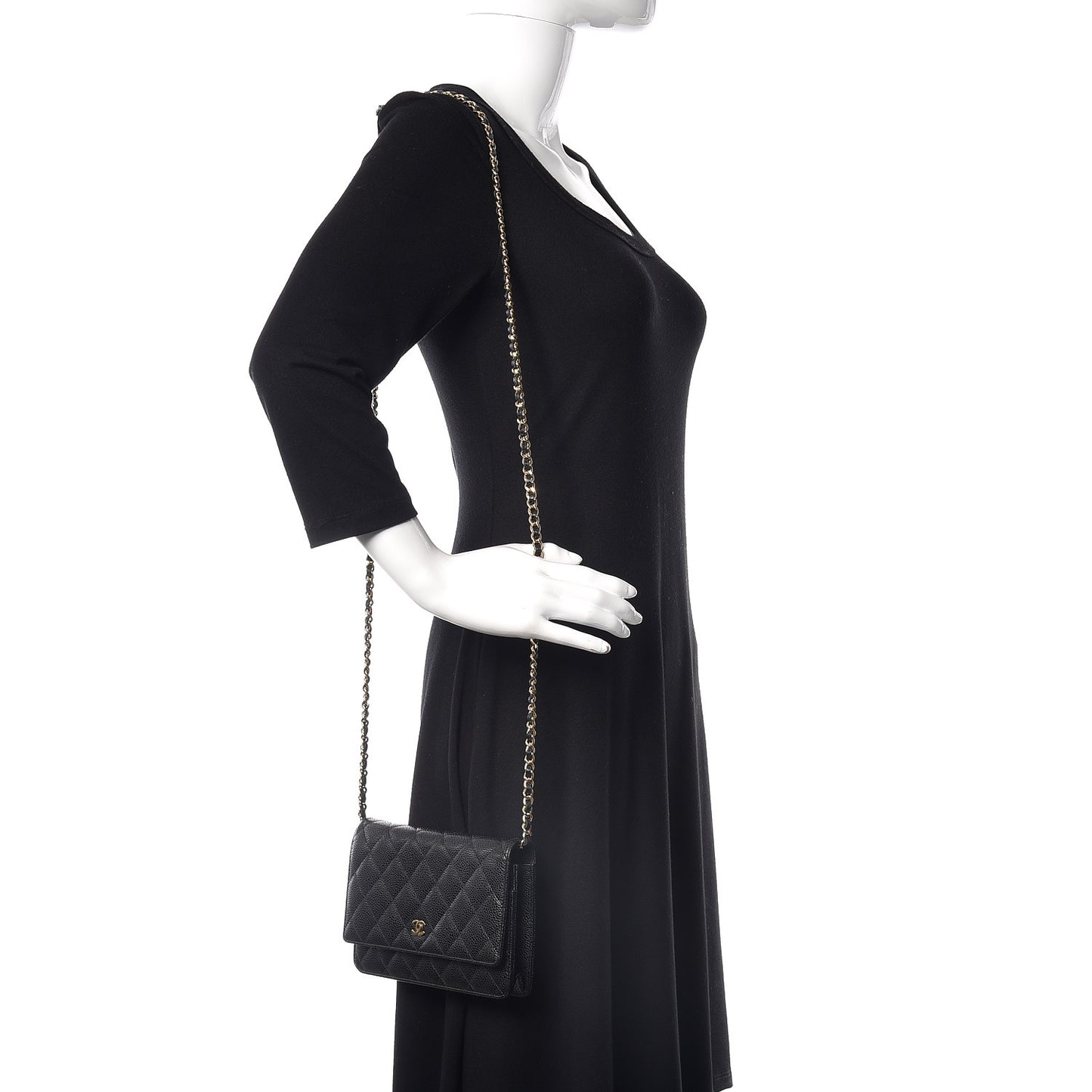Caviar Quilted Wallet On Chain WOC Black
