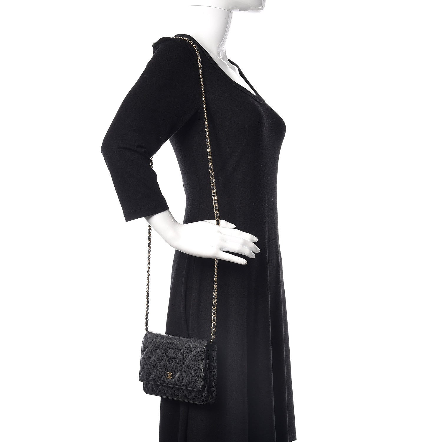 Chanel Caviar Quilted Wallet On Chain WOC Black 2 of 11