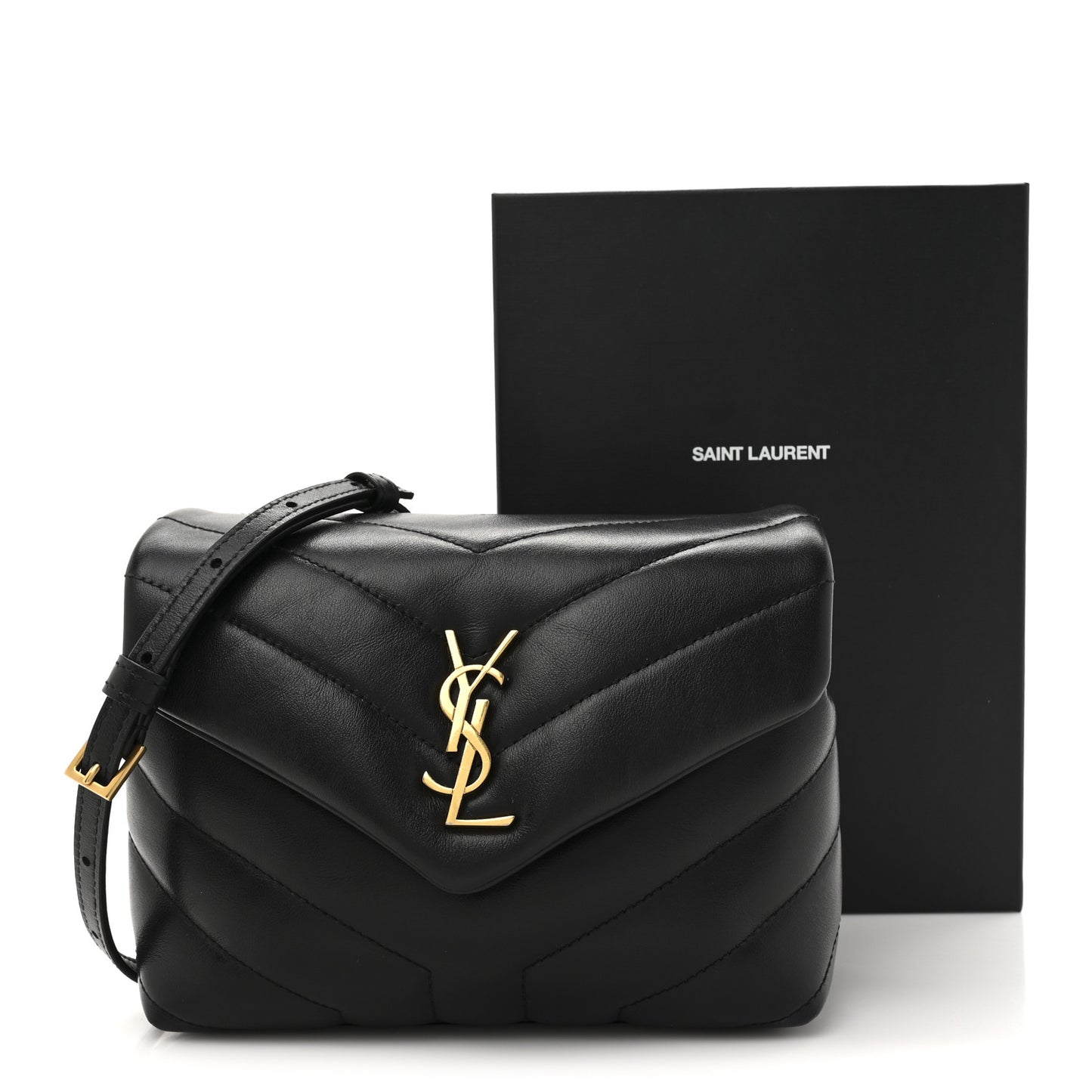 Calfskin Y Quilted Monogram Toy Loulou Crossbody Bag Black