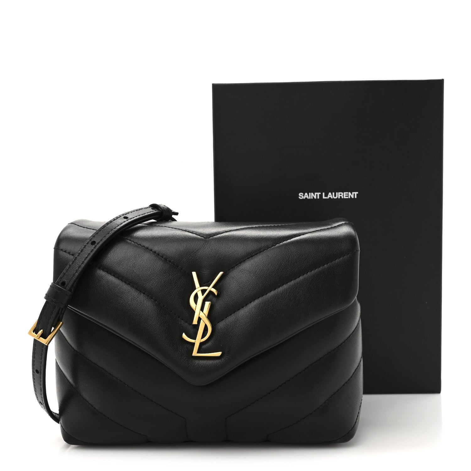 Saint Laurent Calfskin Y Quilted Monogram Toy Loulou Crossbody Bag Black 14 of 14