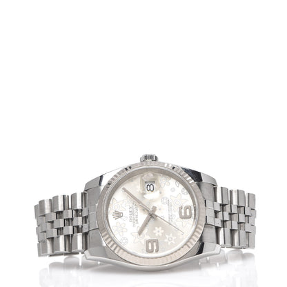 Rolex Stainless Steel 36mm Oyster Perpetual Datejust Watch Silver Flowers 116234 2 of 4