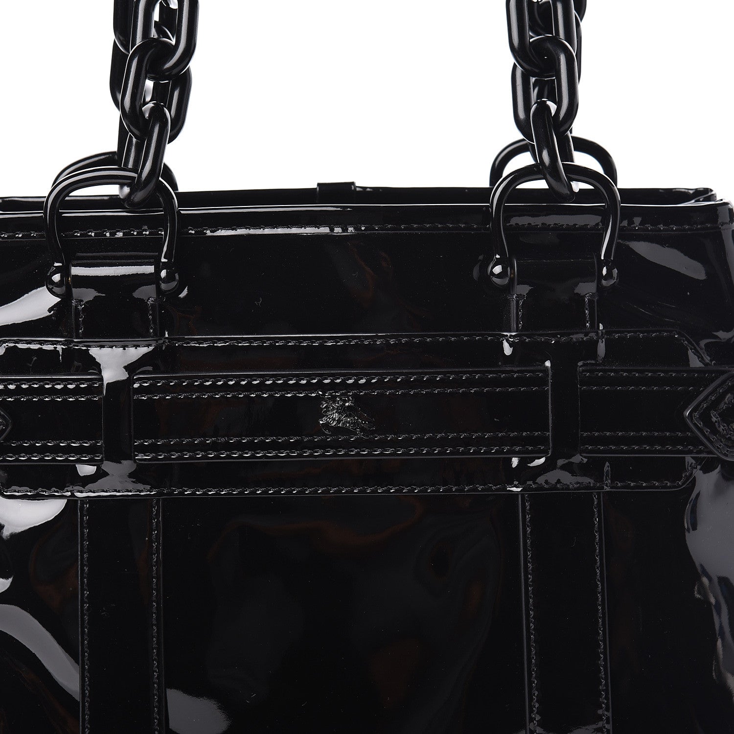 Burberry Patent Calfskin Chain Tote Black 9 of 9