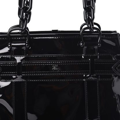 Burberry Patent Calfskin Chain Tote Black 9 of 9