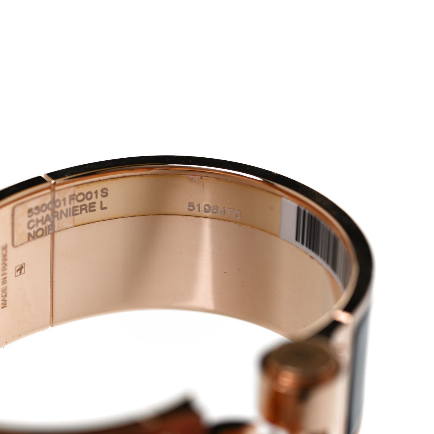 Enamel Charniere Uni Wide Hinged Bracelet L Black