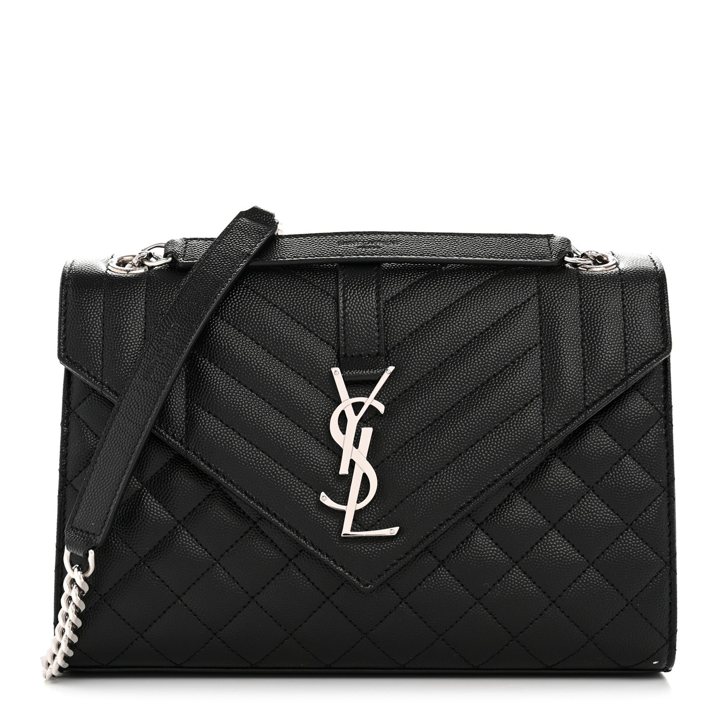 Grain De Poudre Textured Mixed Matelasse Triquilt Medium Monogram Satchel Black