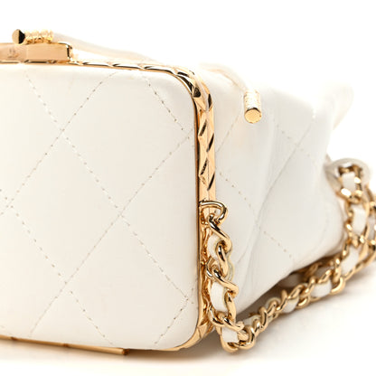 Chanel Metal Lambskin Quilted Small Chain Bucket Bag White 11 of 11