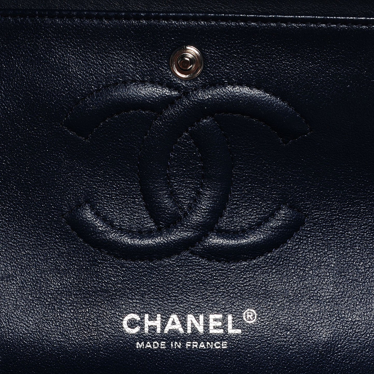Patent Quilted Medium Double Flap Navy