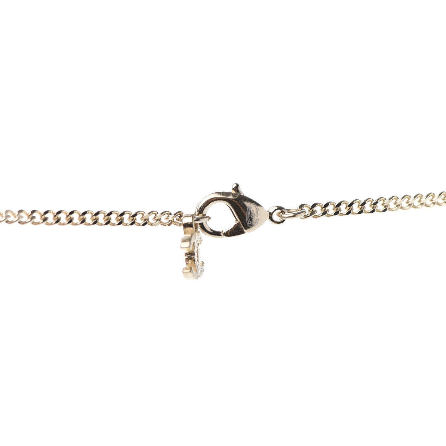 Crystal CC Drop Logo Necklace Gold