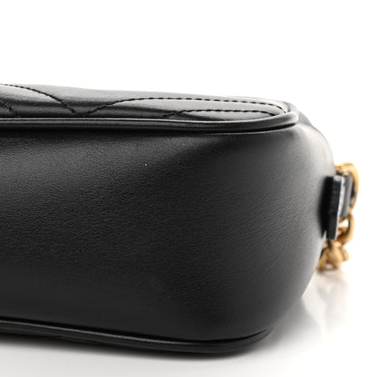 Gucci Calfskin Matelasse Small GG Marmont Chain Shoulder Bag Black 10 of 13