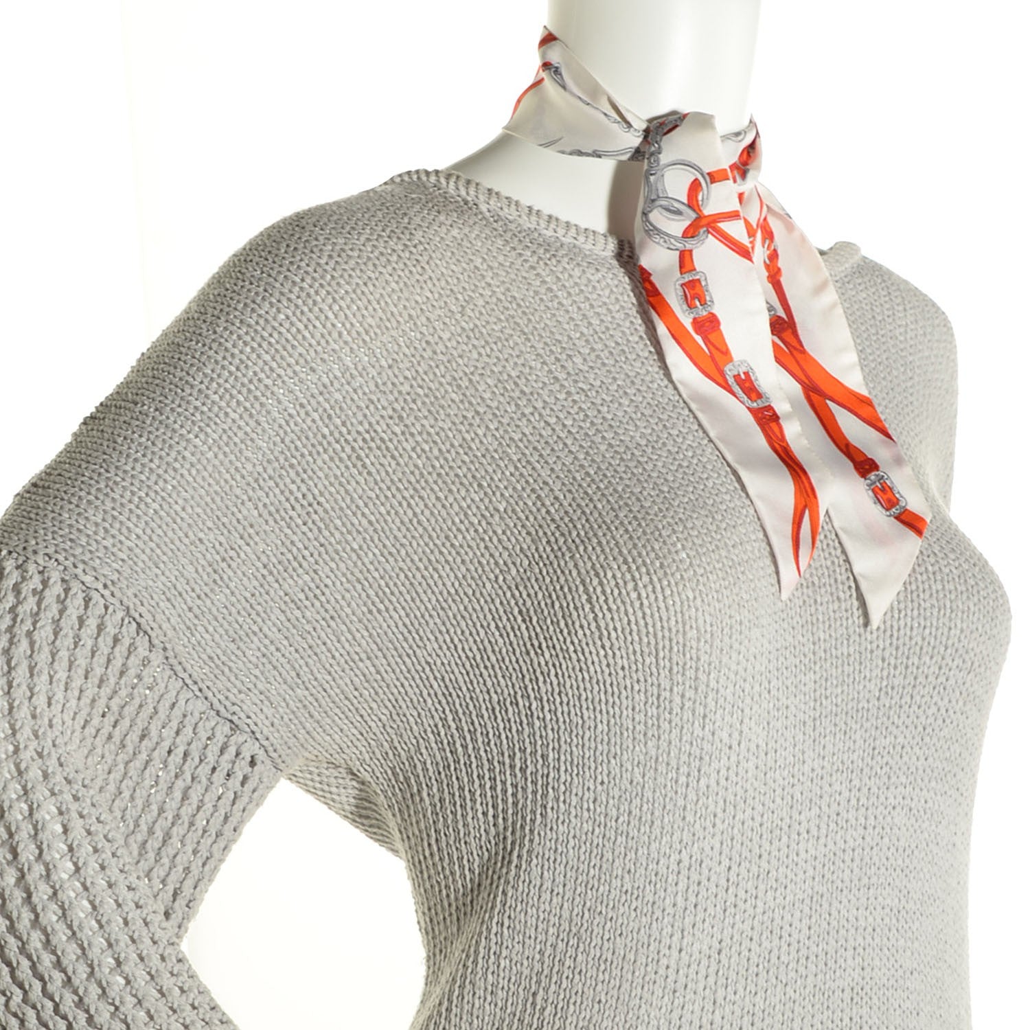 Hermes Silk Brides De Gala Twilly Blanc Orange Rouge 11 of 12