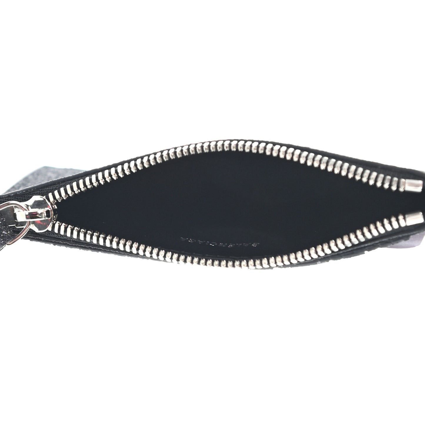 Glitter Sparkled Calfskin Logo Long Card Holder Black