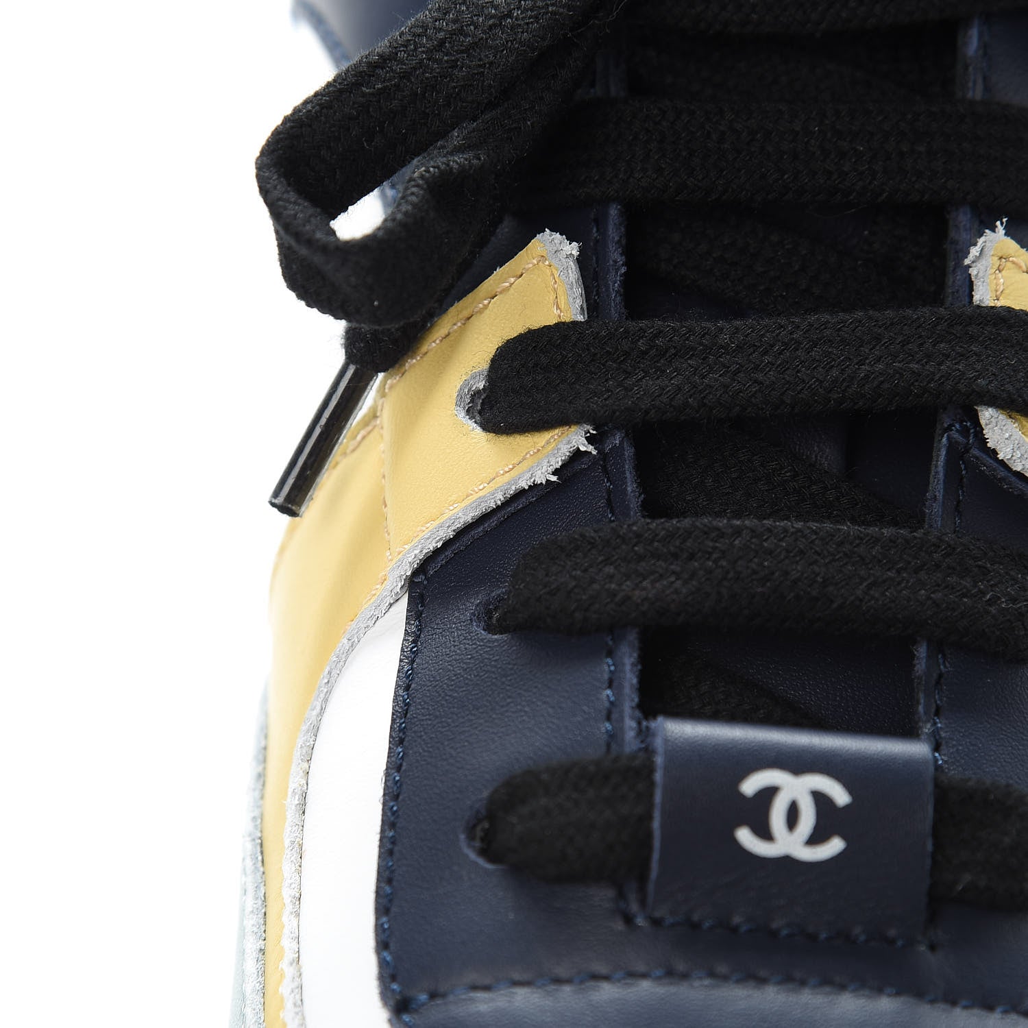 Chanel Calfskin Patent CC Sneakers 41 White Blue Yellow 8 of 14