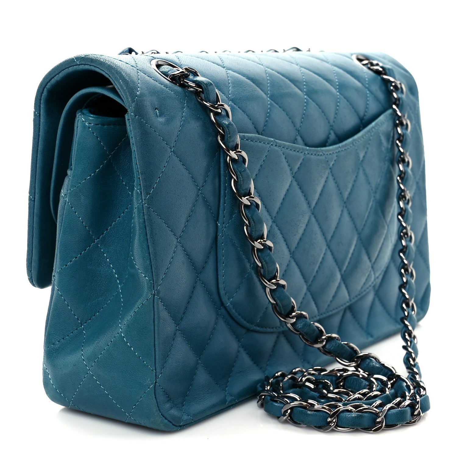 Chanel Lambskin Quilted Medium Double Flap Turquoise 1772981