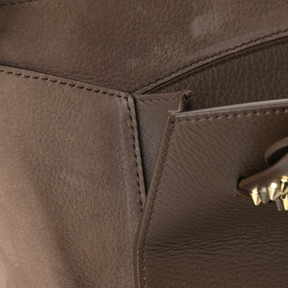 Christian Louboutin Suede Grained Calfskin Studded Large Eloise Satchel Brown 15 of 18