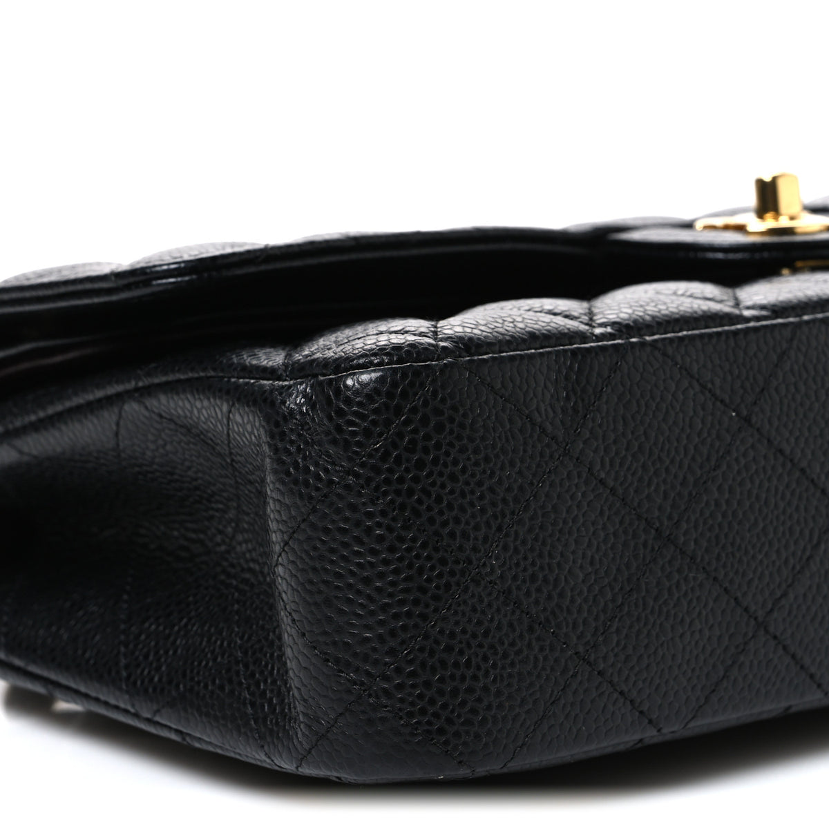 Caviar Quilted Medium Double Flap Black