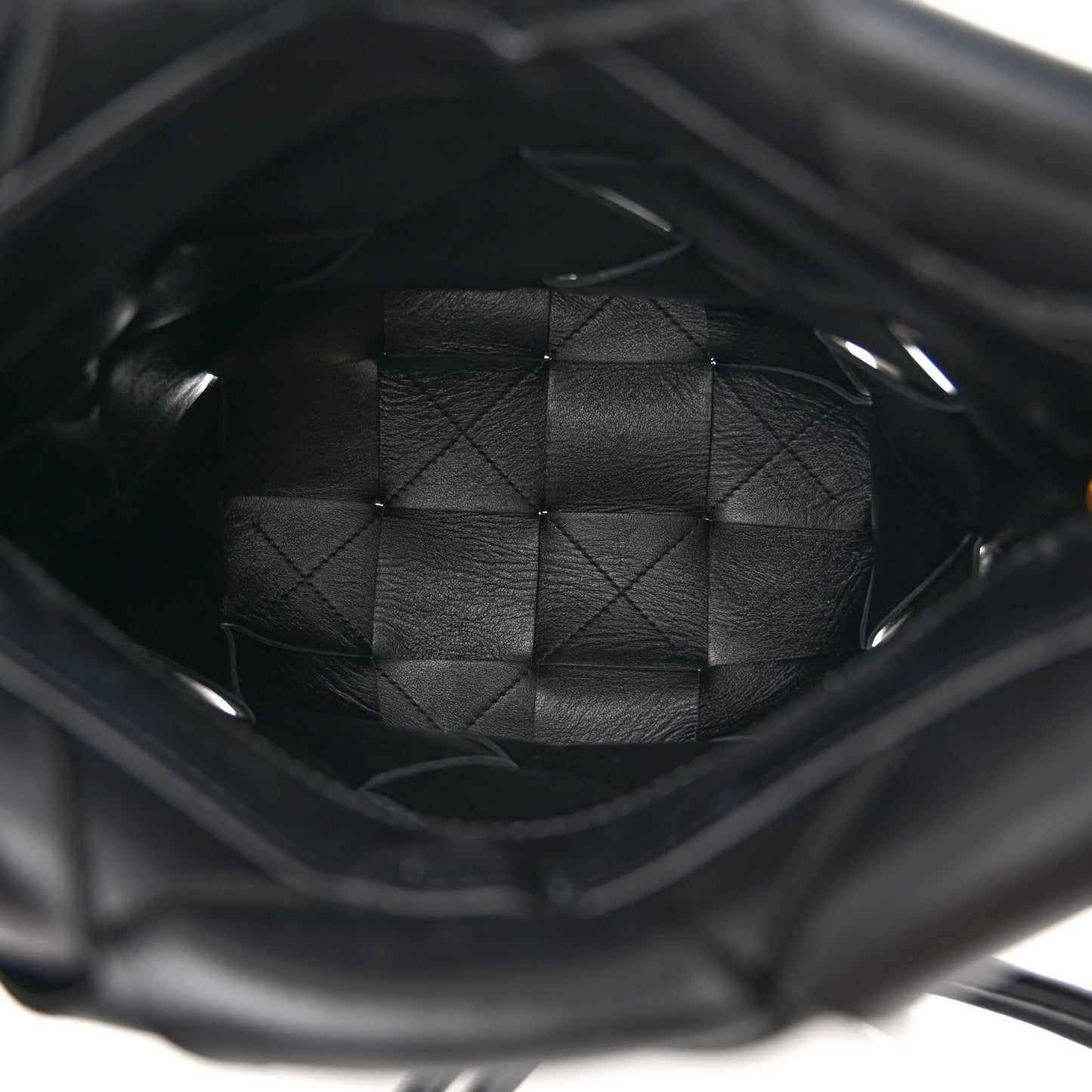 Nappa Maxi Intrecciato Clasp Bucket Bag Black