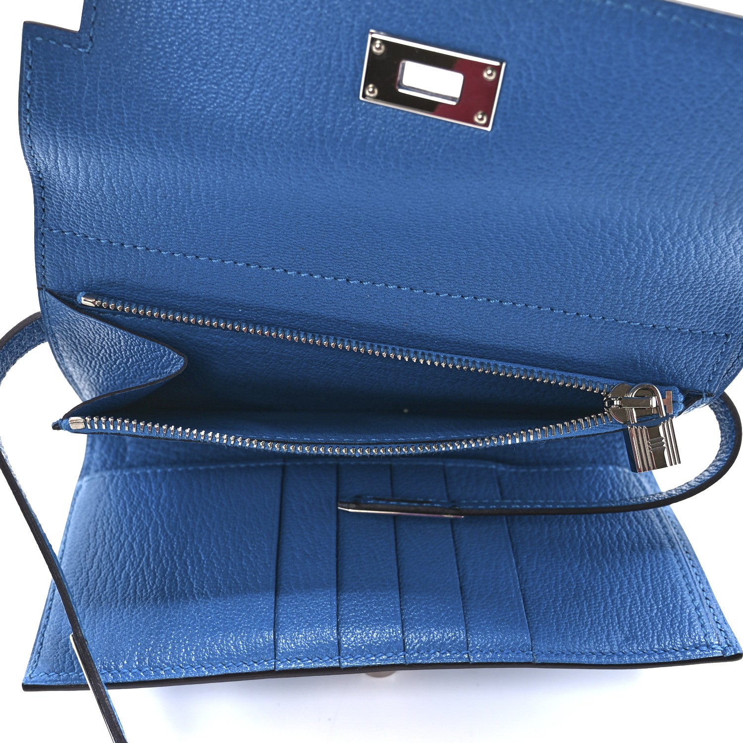 Hermes Chevre Mysore Medium Kelly Wallet Bleu Zanzibar 5 of 14
