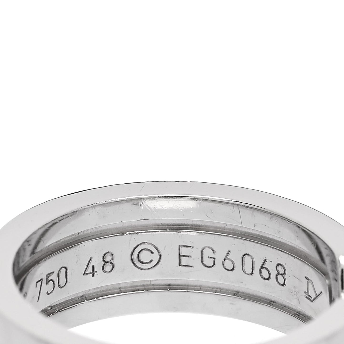 18K White Gold 6.5mm C De Cartier Ring 48 4.5