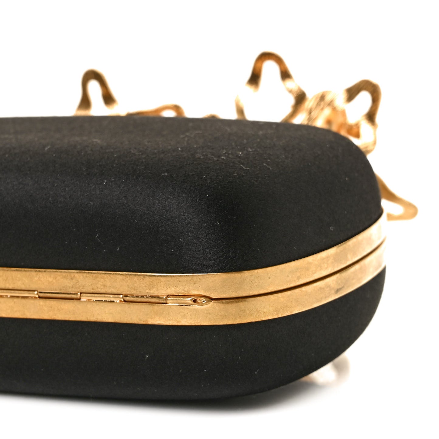 Satin Salamander Knuckle Box Clutch Black
