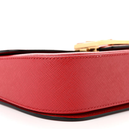 Prada Saffiano Lux Embleme Flap Shoulder Bag Fuoco 9 of 11